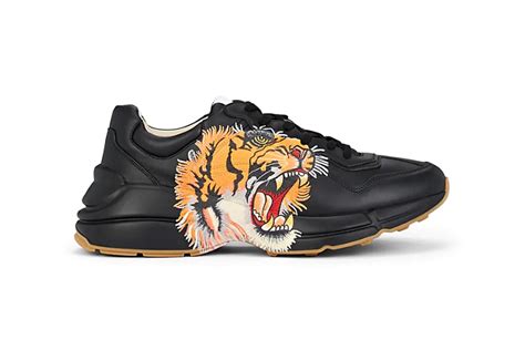 gucci rhyton logo leather sneakers|Gucci rhyton tiger print.